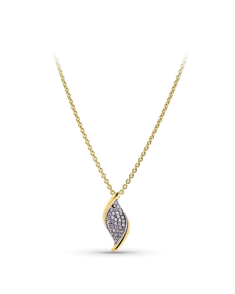 Gargantilla oro 18k bicolor circonitas hoja