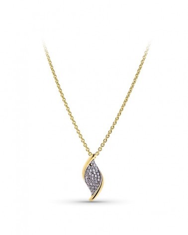 Gargantilla oro 18k bicolor circonitas hoja