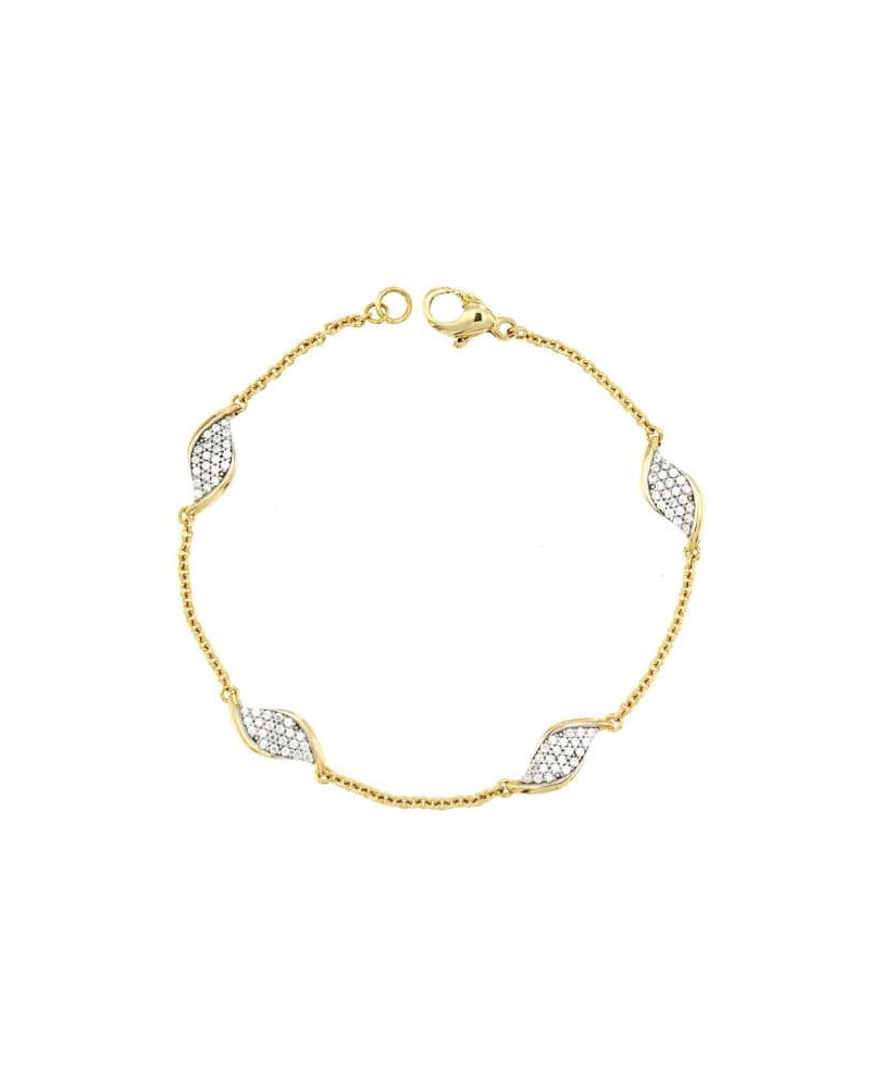 Pulsera oro 18k bicolor circonitas motivos ovalados