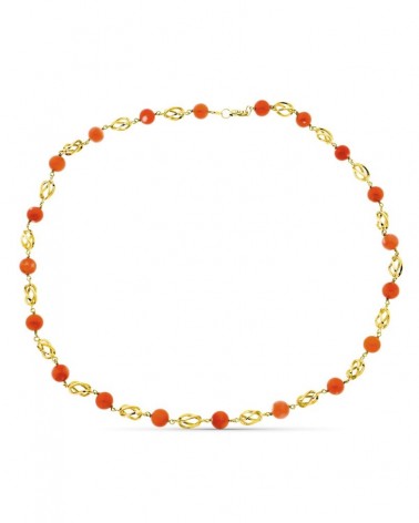 Gargantilla oro 18k coral japonés 50cm
