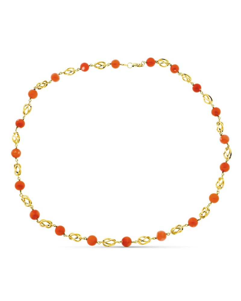 Gargantilla oro 18k coral japonés 50cm