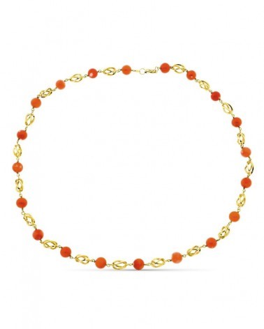 Gargantilla oro 18k coral japonés 50cm