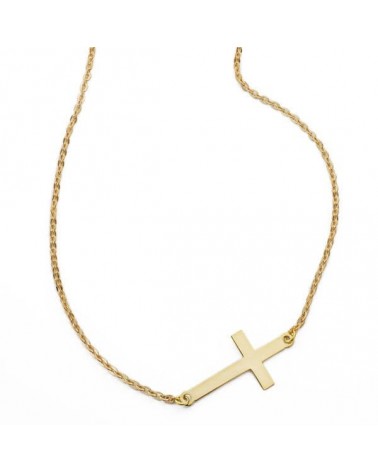 Collar oro 18k cruz amarillo 42cm