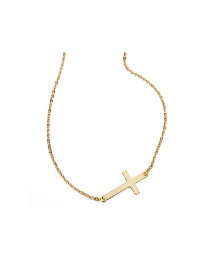 Collar oro 18k cruz amarillo 42cm