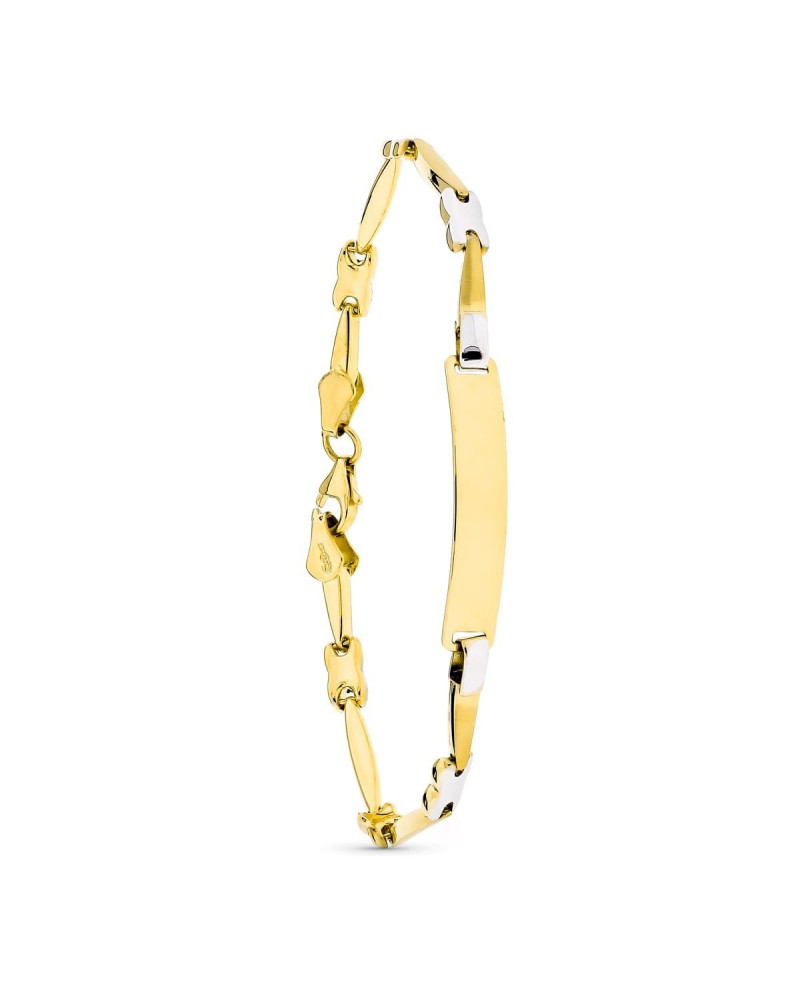 Pulsera esclava oro 18k bicolor mate y brillo 18cm