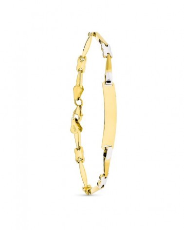 Pulsera esclava oro 18k bicolor mate y brillo 18cm
