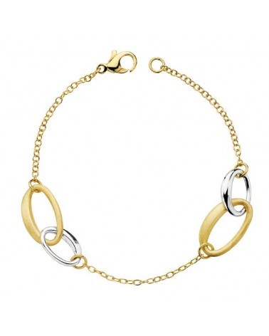 Pulsera oro 18k bicolor eslabones entrelazados 19cm
