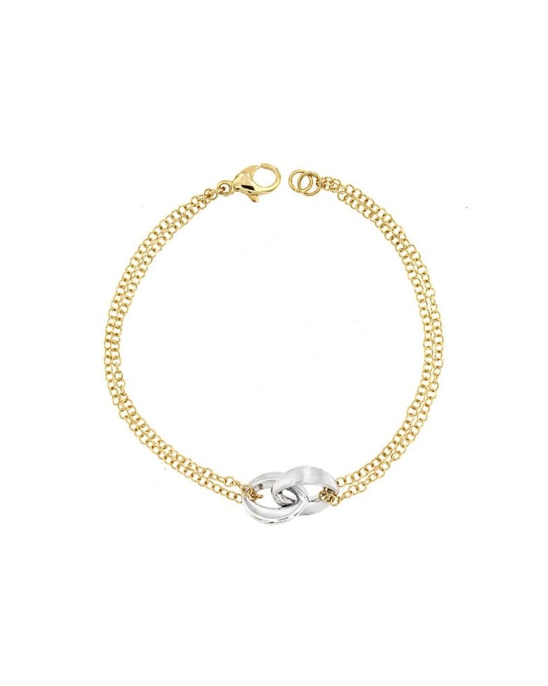 Pulsera oro 18k bicolor eslabón barbada 19,5 cm