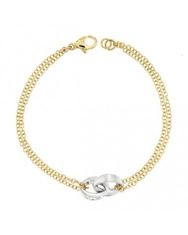 Pulsera oro 18k bicolor eslabón barbada 19,5 cm