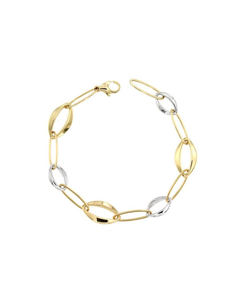 Pulsera oro 18k bicolor eslabones ovalados 19,5 cm