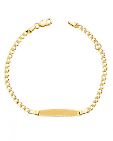Pulsera esclava oro 18k barbada placa grabable 14,5cm