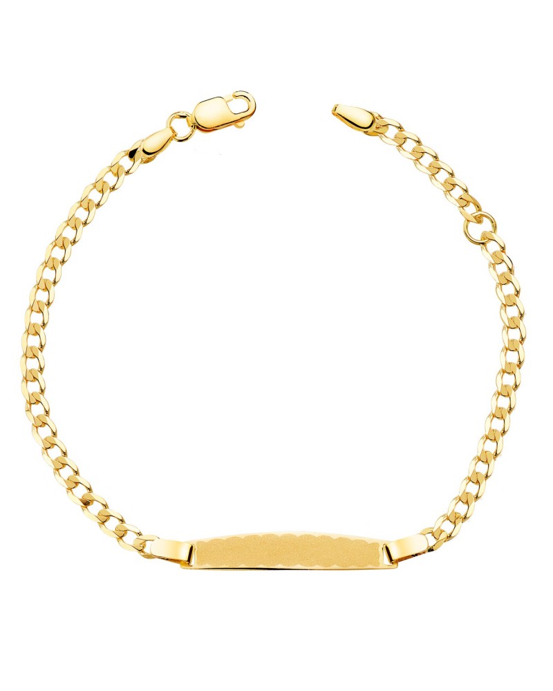 Pulsera esclava oro 18k barbada placa grabable 14,5cm