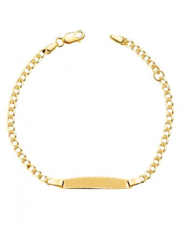 Pulsera esclava oro 18k barbada placa grabable 14,5cm