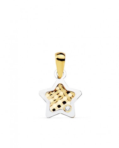 Colgante oro 18k estrella bicolor 10x10mm