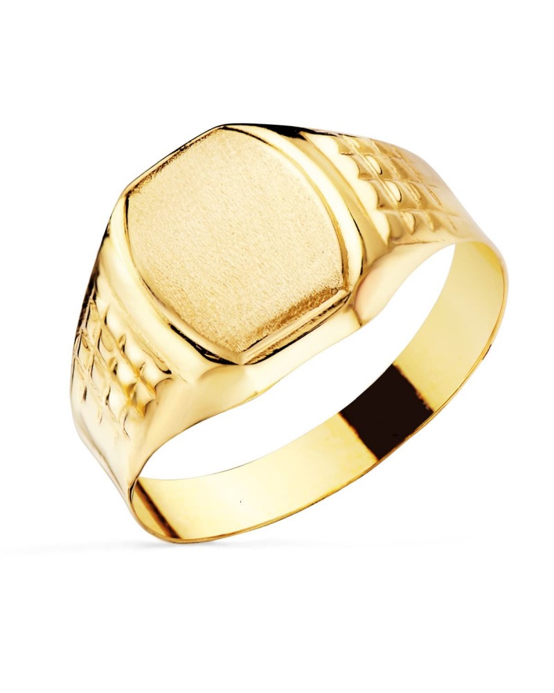 Sello oro 18k amarillo cabeza tonel grabado 11x9mm