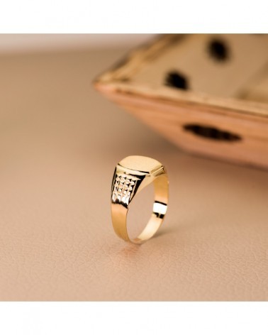 Sello oro 18k amarillo cabeza tonel grabado 11x9mm