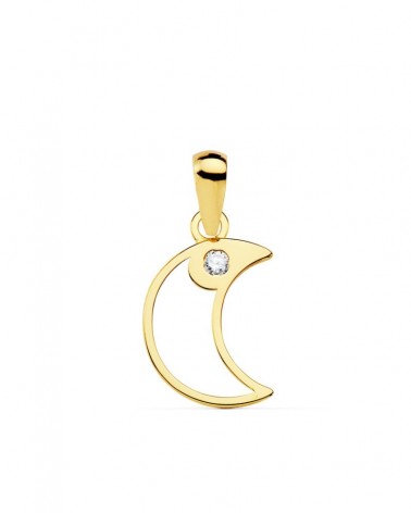 Colgante oro 18k luna circonita 12x9 mm