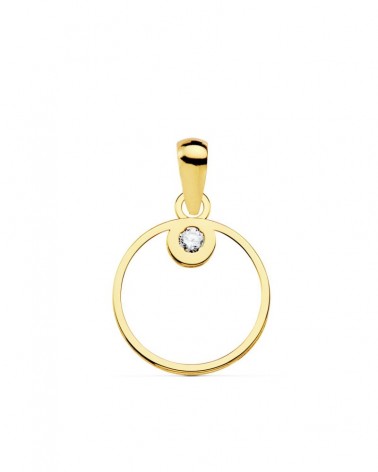 Colgante oro 18k círculo circonita 12mm