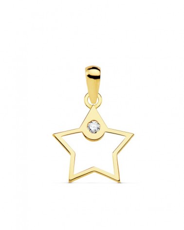 Colgante oro 18k estrella circonita 12x12 mm