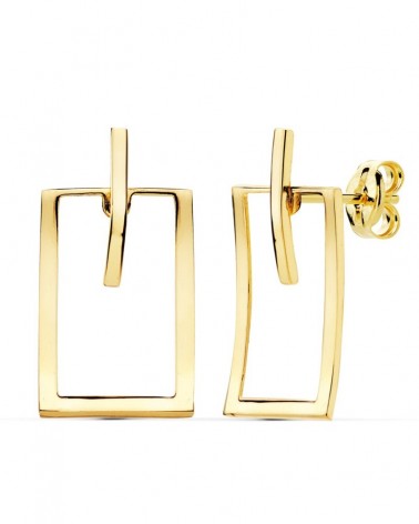 Pendientes oro 18k rectángulo minimalista 20x11mm