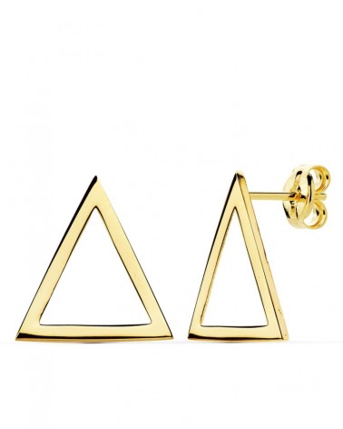 Pendientes oro 18k triangulares 14x13 mm cierre presión