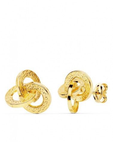 Pendientes oro 18k nudo griego 12x12mm presión