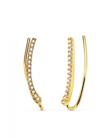 Pendientes oro 18k trepadores circonita 17mm