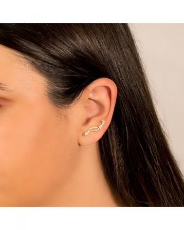 Pendientes oro 18k trepadores estrellas circonitas