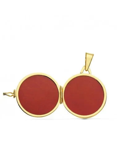 Guardapelo oro 18k redondo grabado floral 21mm