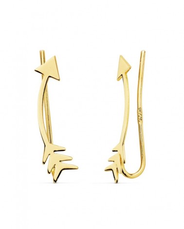 Pendientes oro 18k trepadores flecha 18x4mm