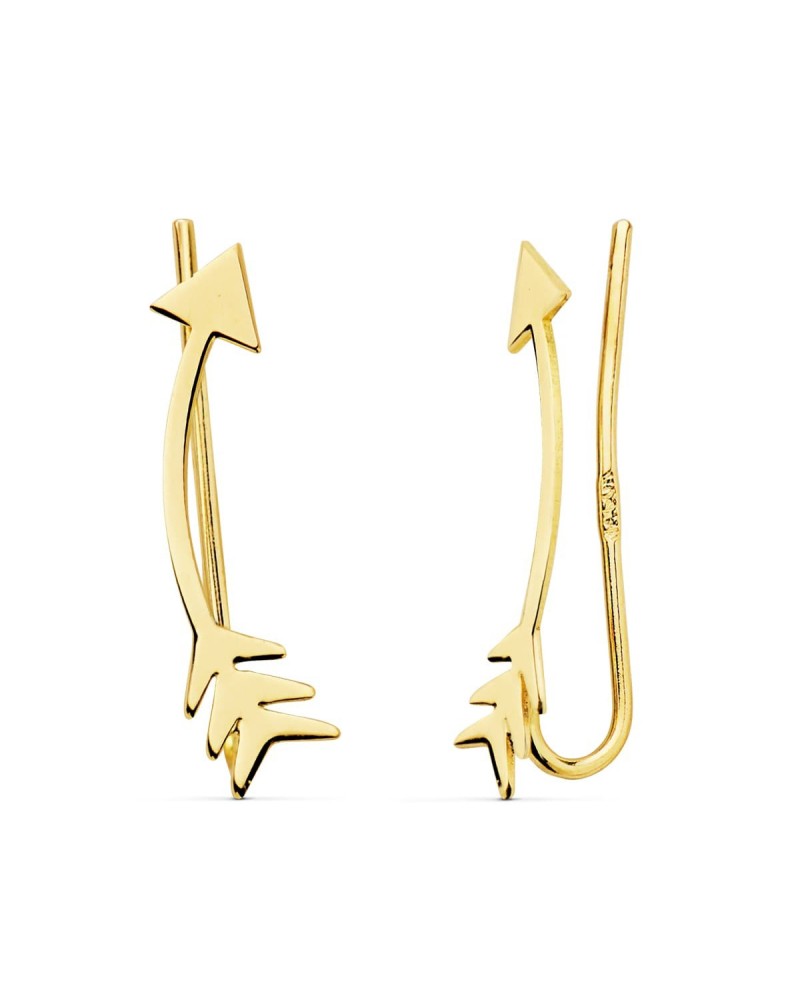 Pendientes oro 18k trepadores flecha 18x4mm