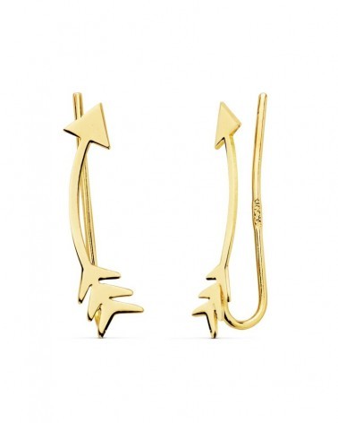Pendientes oro 18k trepadores flecha 18x4mm