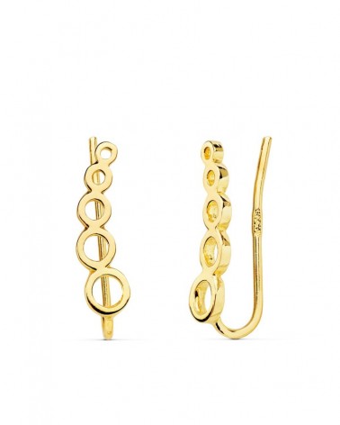 Pendientes oro 18k trepadores círculos 14x3,5 mm