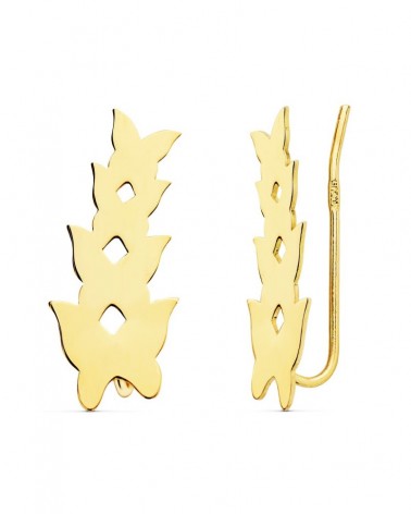 Pendientes oro 18k trepadores mariposas 20x9mm