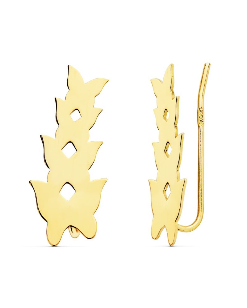 Pendientes oro 18k trepadores mariposas 20x9mm
