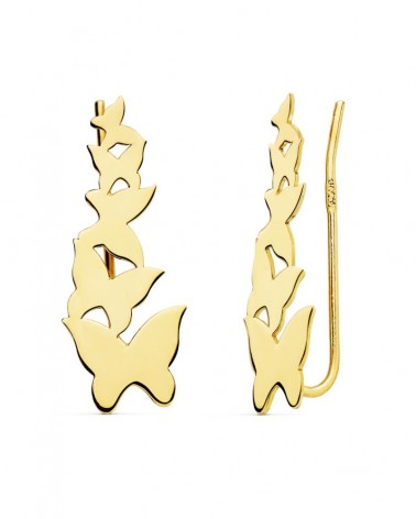 Pendientes oro 18k trepadores mariposas 22x9mm