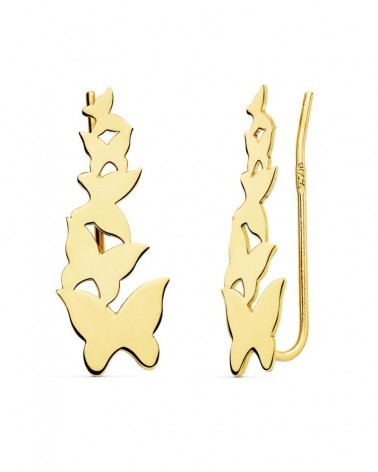Pendientes oro 18k trepadores mariposas 22x9mm