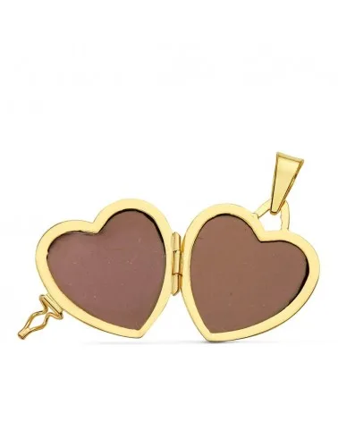 Guardapelo oro 18k corazón grabado flores 20x20mm