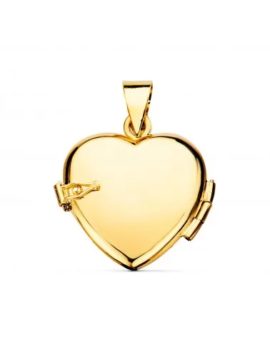 Guardapelo oro 18k corazón grabado flores 20x20mm