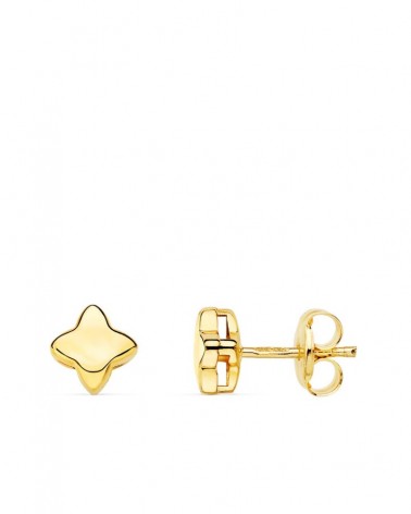 Pendientes oro 18k amarillo estrella lisa 6,5x6,5 mm presión
