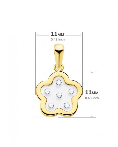 Colgante oro 18k flor circonitas 11x11 mm