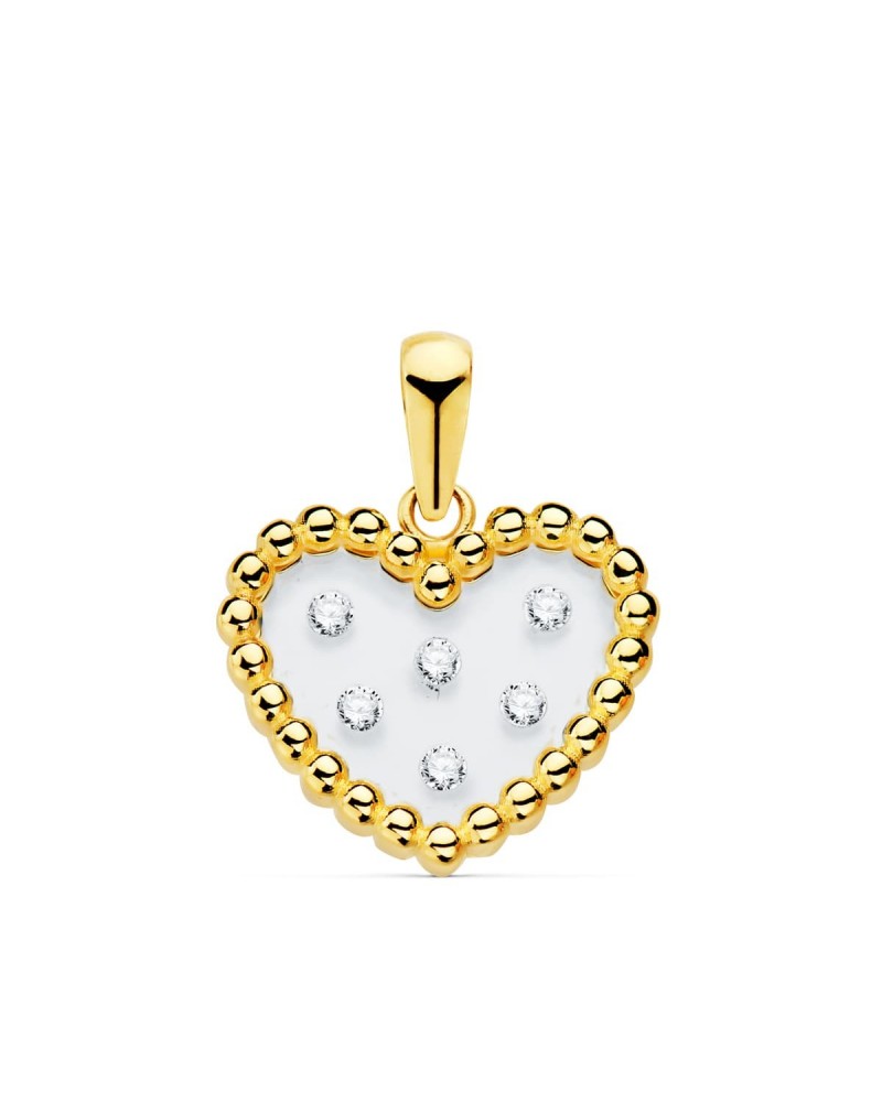 Colgante oro 18k corazón circonita 14x12mm