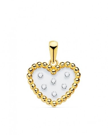 Colgante oro 18k corazón circonita 14x12mm