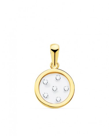 Colgante oro 18k redondo circonita cristal transparente