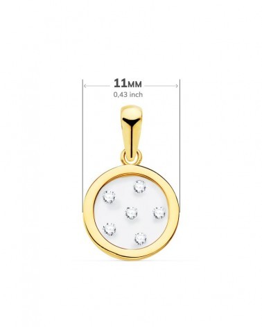 Colgante oro 18k redondo circonita cristal transparente