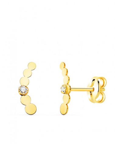 Pendientes trepadores oro 18k mini círculos circonita