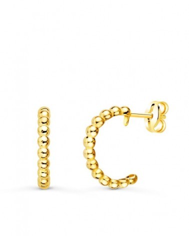 Aros oro 18k amarillo bolas lisas 14mm cierre catalán