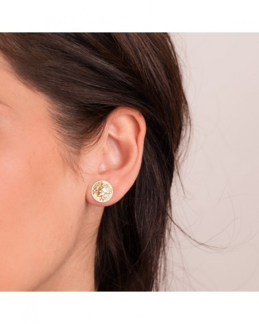 Pendientes oro 18k medusa circular 12mm