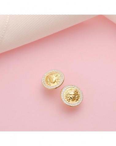 Pendientes oro 18k bicolor medusa greca 12mm