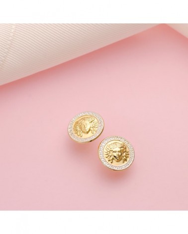 Pendientes oro 18k bicolor medusa greca 12mm